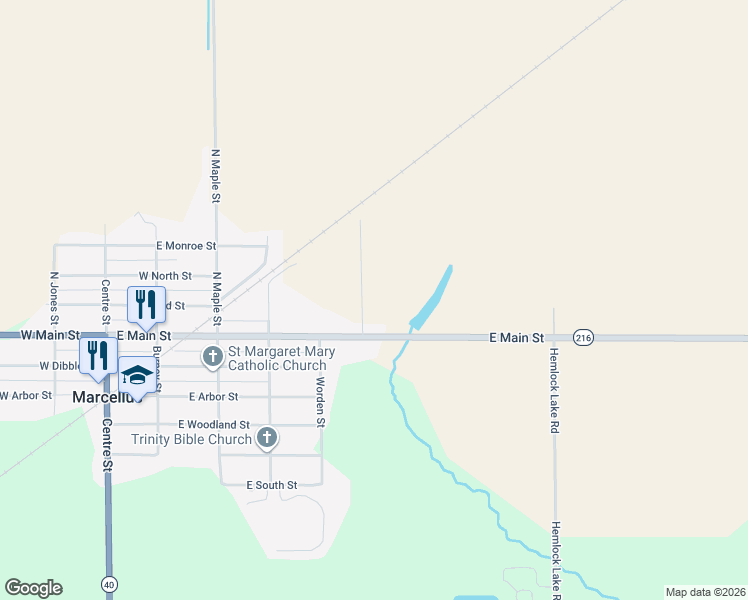 map of restaurants, bars, coffee shops, grocery stores, and more near 242 Davis Street in Marcellus