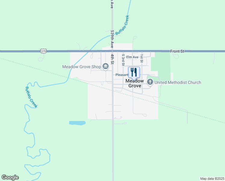 map of restaurants, bars, coffee shops, grocery stores, and more near 4th Street in Meadow Grove