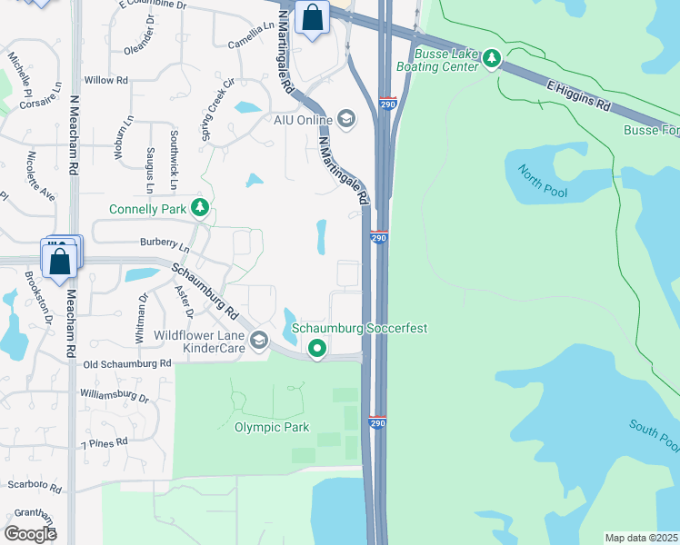 map of restaurants, bars, coffee shops, grocery stores, and more near 20 North Martingale Road in Schaumburg