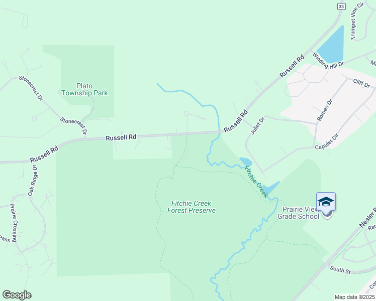 map of restaurants, bars, coffee shops, grocery stores, and more near Fitchie Creek Forest Preserve Drive in Elgin