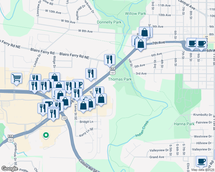 map of restaurants, bars, coffee shops, grocery stores, and more near 365 Marion Boulevard in Marion