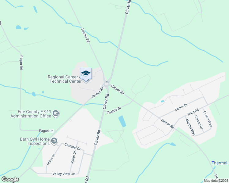 map of restaurants, bars, coffee shops, grocery stores, and more near 8520 Hamot Rd in Erie