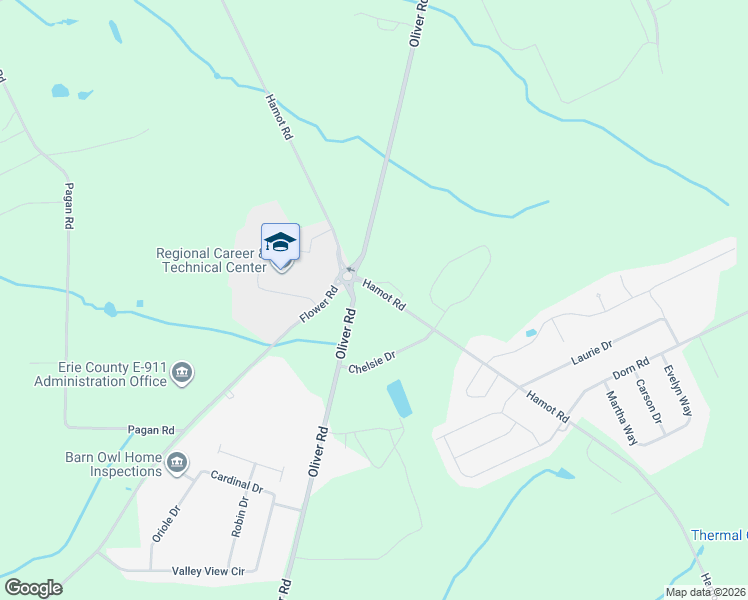 map of restaurants, bars, coffee shops, grocery stores, and more near 8520 Hamot Rd in Erie
