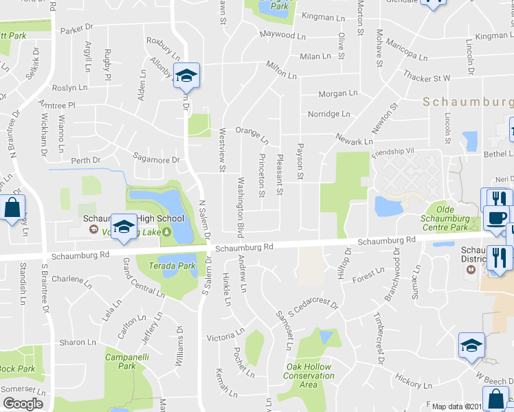 map of restaurants, bars, coffee shops, grocery stores, and more near 100 Princeton Street in Hoffman Estates