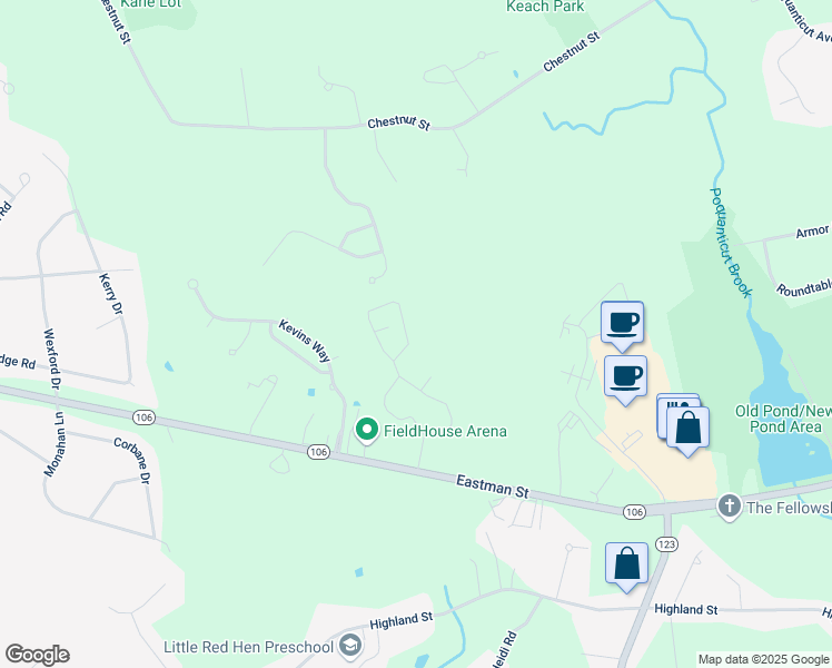 map of restaurants, bars, coffee shops, grocery stores, and more near 19 Kathleen Grant Road in Easton