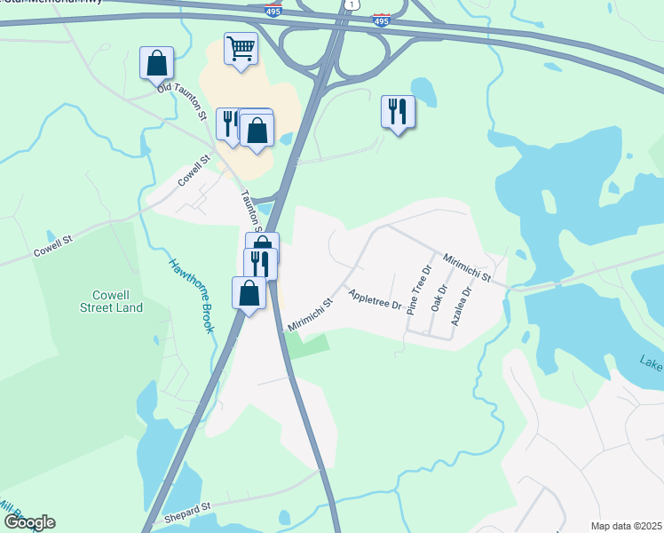 map of restaurants, bars, coffee shops, grocery stores, and more near 4 Harness Path in Plainville