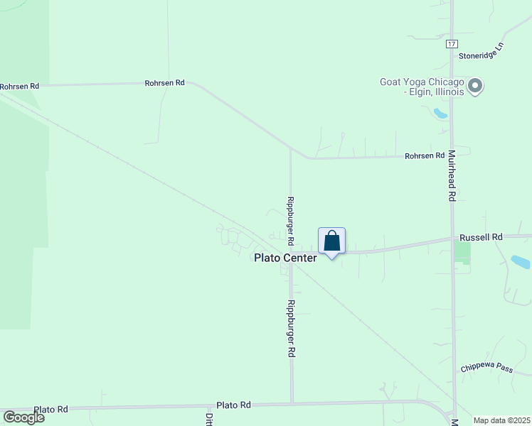 map of restaurants, bars, coffee shops, grocery stores, and more near 11N068 Rippburger Road in Plato Center