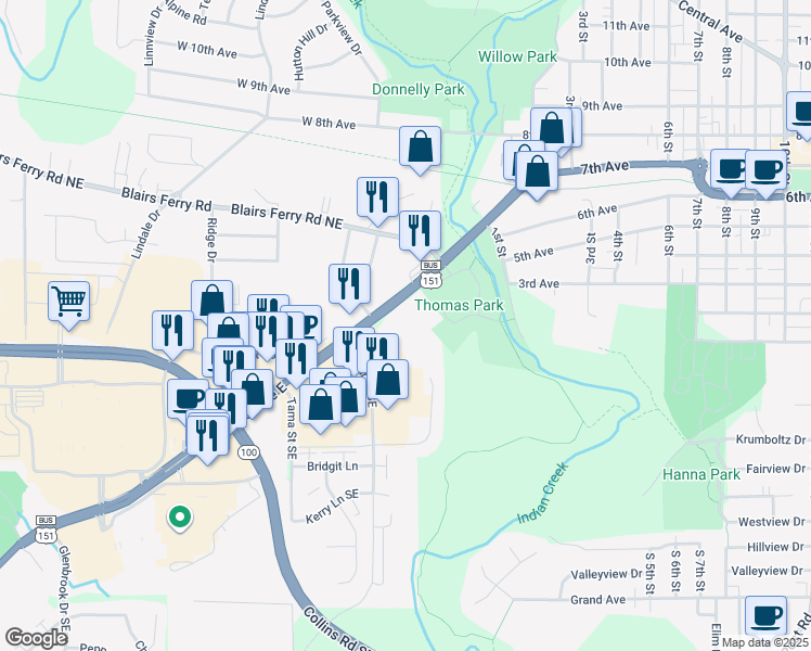 map of restaurants, bars, coffee shops, grocery stores, and more near 365 Marion Boulevard in Marion