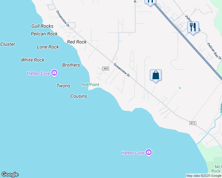 map of restaurants, bars, coffee shops, grocery stores, and more near 15486 Vista View Drive in Brookings
