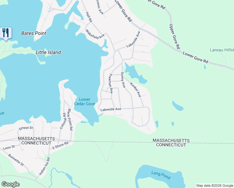 map of restaurants, bars, coffee shops, grocery stores, and more near 24 Freeman Avenue in Webster