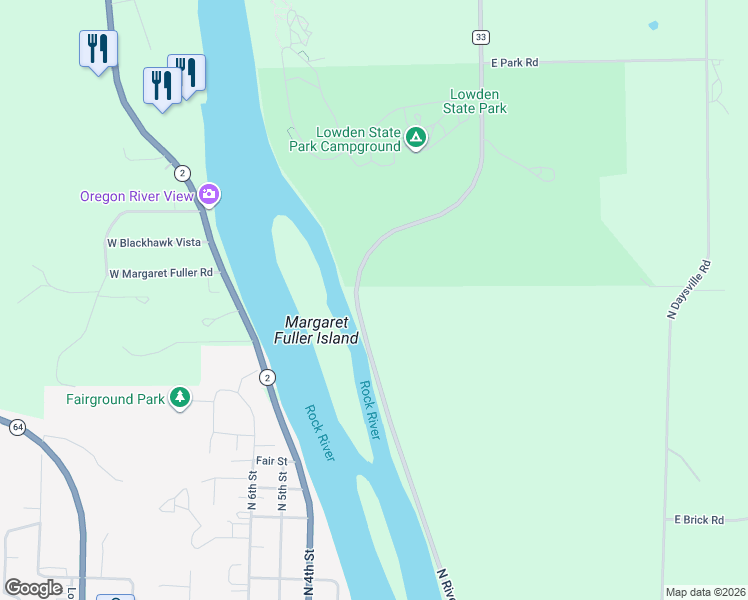 map of restaurants, bars, coffee shops, grocery stores, and more near 959 North River Road in Oregon