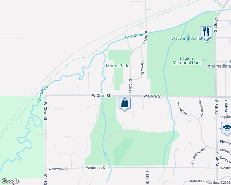 map of restaurants, bars, coffee shops, grocery stores, and more near 1300-1498 W Olive St in Marshalltown