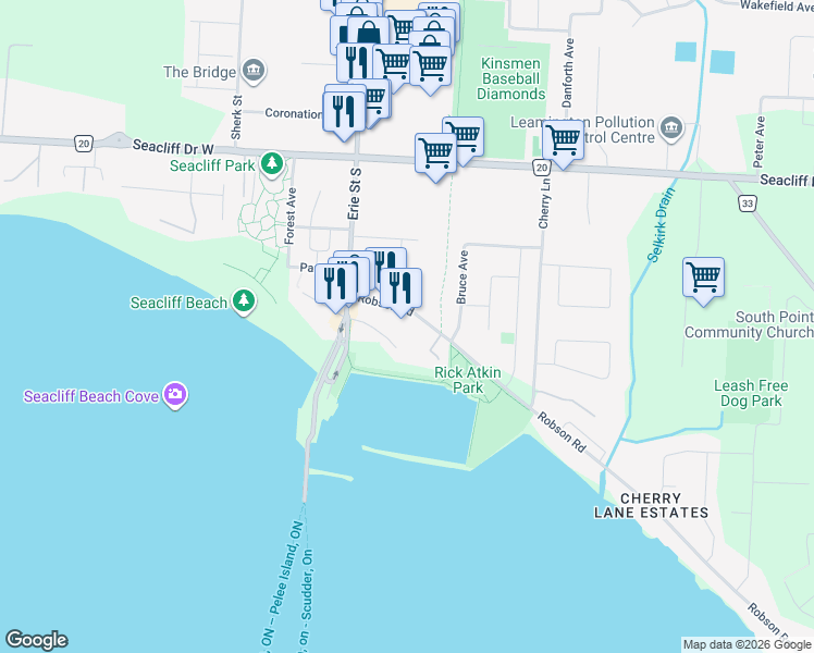 map of restaurants, bars, coffee shops, grocery stores, and more near in Essex County