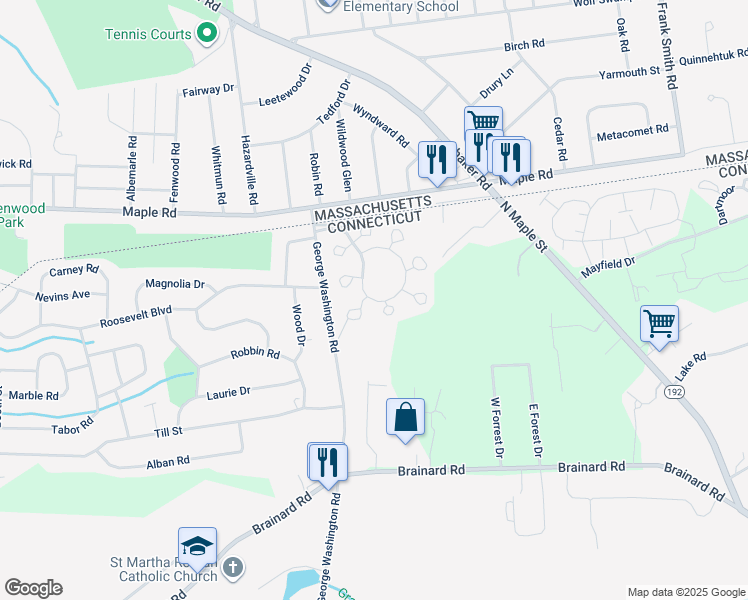 map of restaurants, bars, coffee shops, grocery stores, and more near 417 The Meadows in Enfield