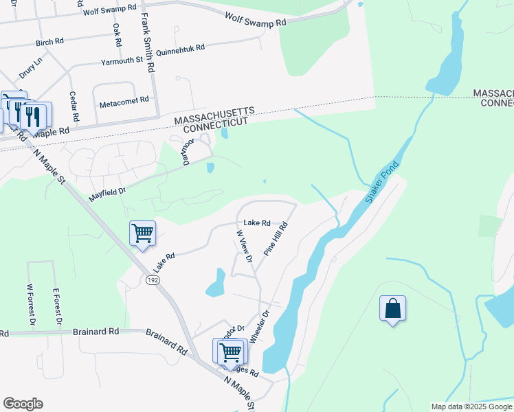 map of restaurants, bars, coffee shops, grocery stores, and more near 43 West View Drive in Enfield