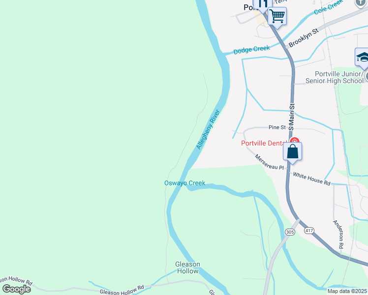 map of restaurants, bars, coffee shops, grocery stores, and more near in Portville