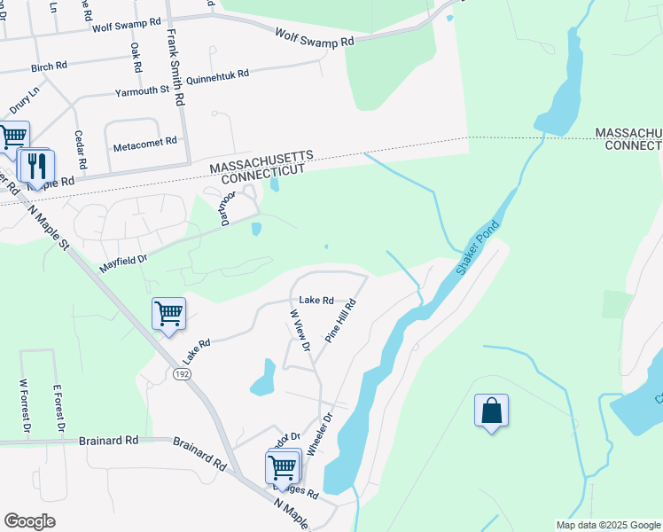map of restaurants, bars, coffee shops, grocery stores, and more near 43 West View Drive in Enfield