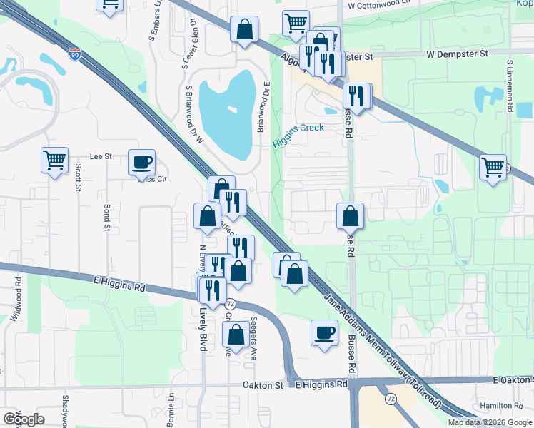 map of restaurants, bars, coffee shops, grocery stores, and more near 3031 Lynn Court in Arlington Heights