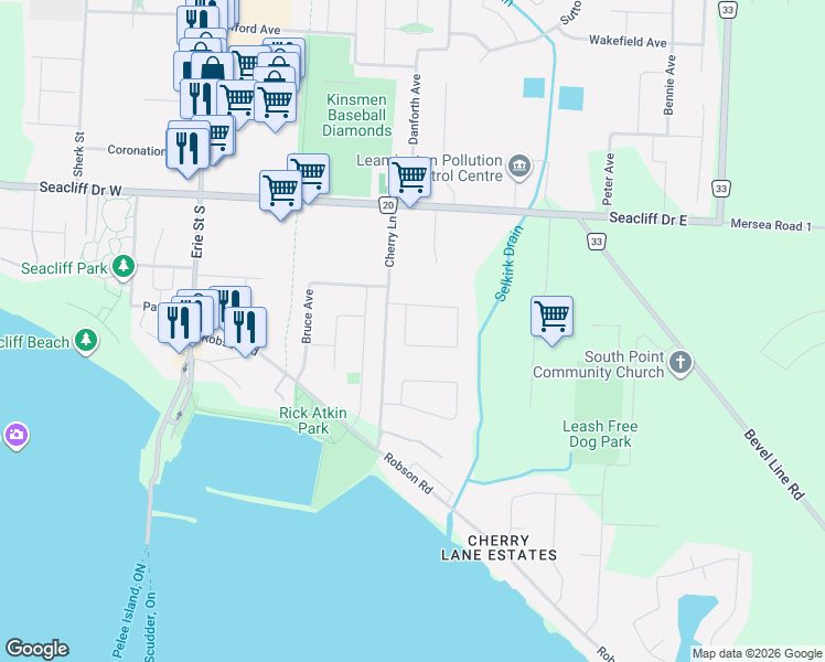 map of restaurants, bars, coffee shops, grocery stores, and more near 39 Shawnee Court in Essex County