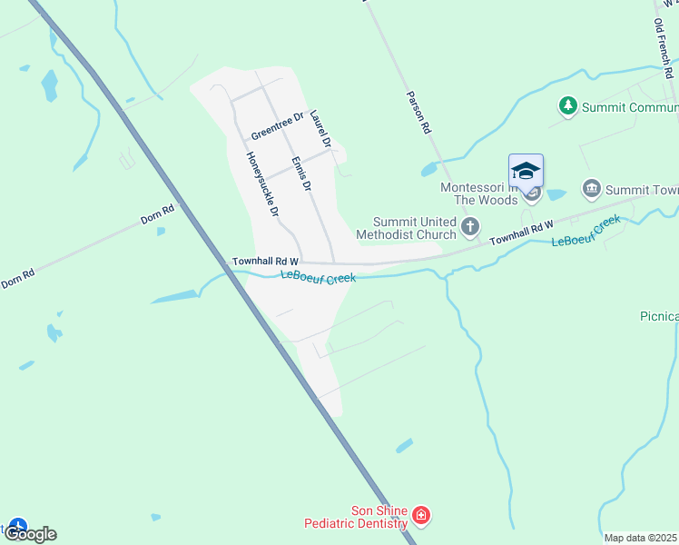 map of restaurants, bars, coffee shops, grocery stores, and more near 1761 Townhall Rd in Erie