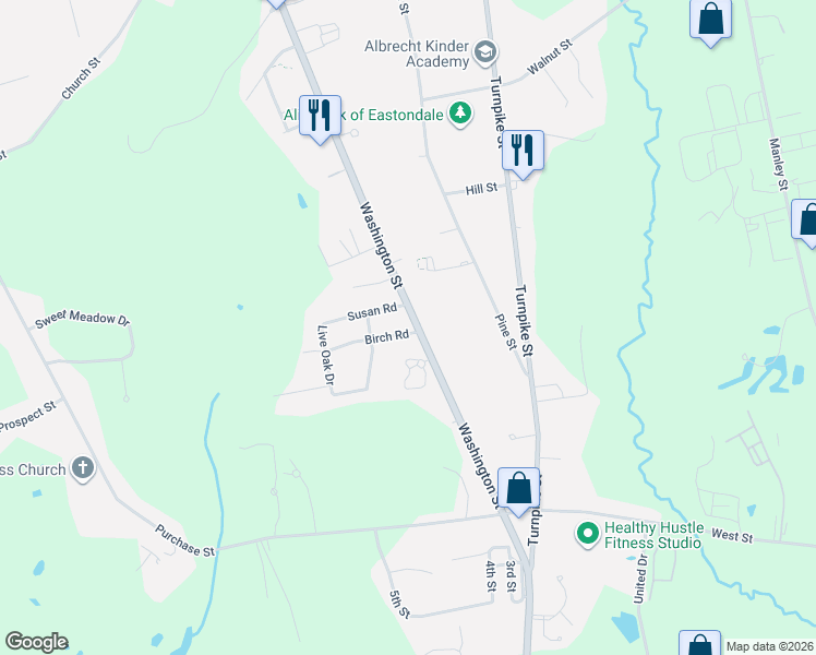 map of restaurants, bars, coffee shops, grocery stores, and more near 859 Washington Street in Easton