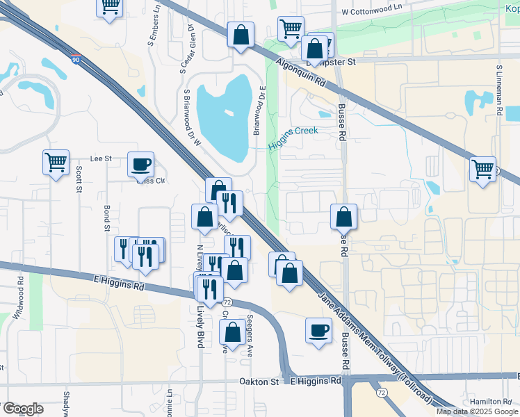 map of restaurants, bars, coffee shops, grocery stores, and more near 3025 Lynn Court in Arlington Heights