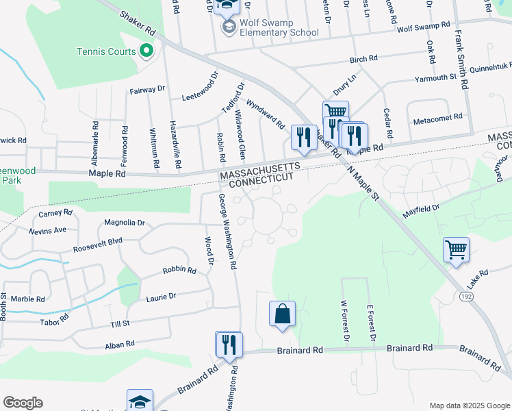 map of restaurants, bars, coffee shops, grocery stores, and more near 417 The Meadows in Enfield