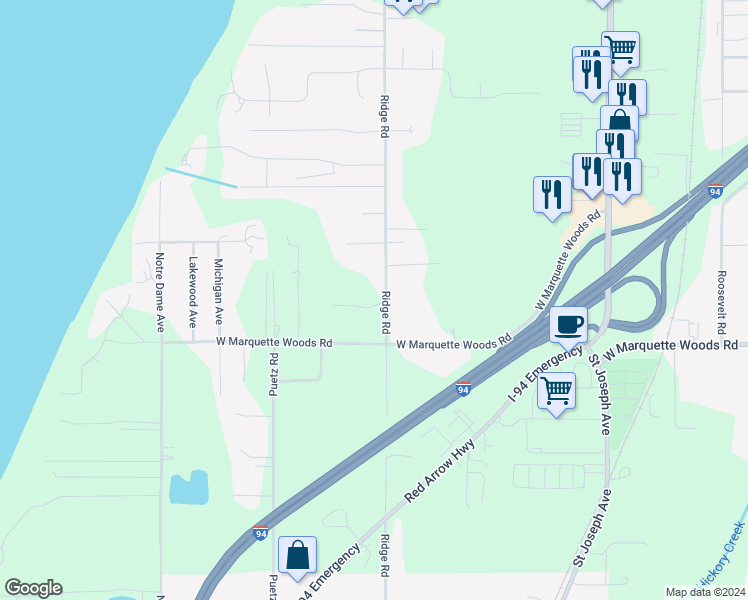 map of restaurants, bars, coffee shops, grocery stores, and more near 2921 Pagoda Path in Stevensville