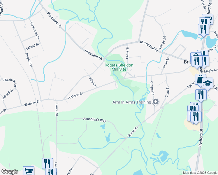 map of restaurants, bars, coffee shops, grocery stores, and more near 358 West Union Street in East Bridgewater