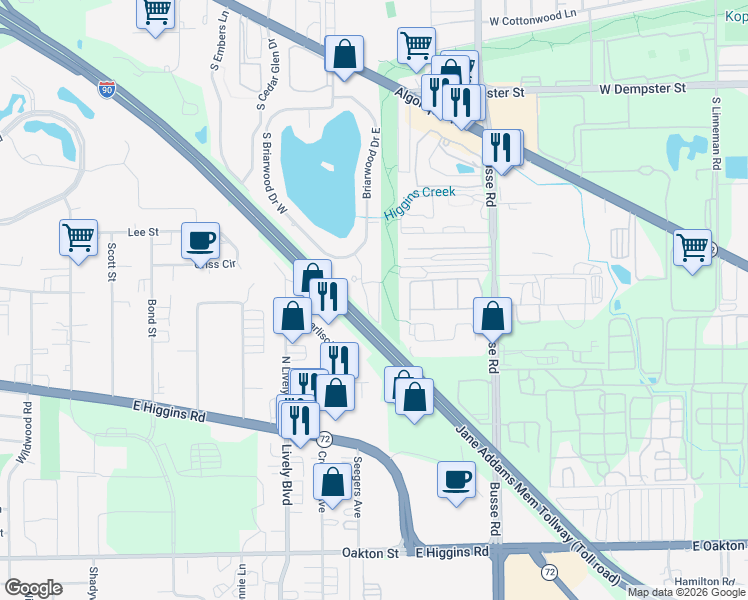 map of restaurants, bars, coffee shops, grocery stores, and more near 3031 Lynn Court in Arlington Heights
