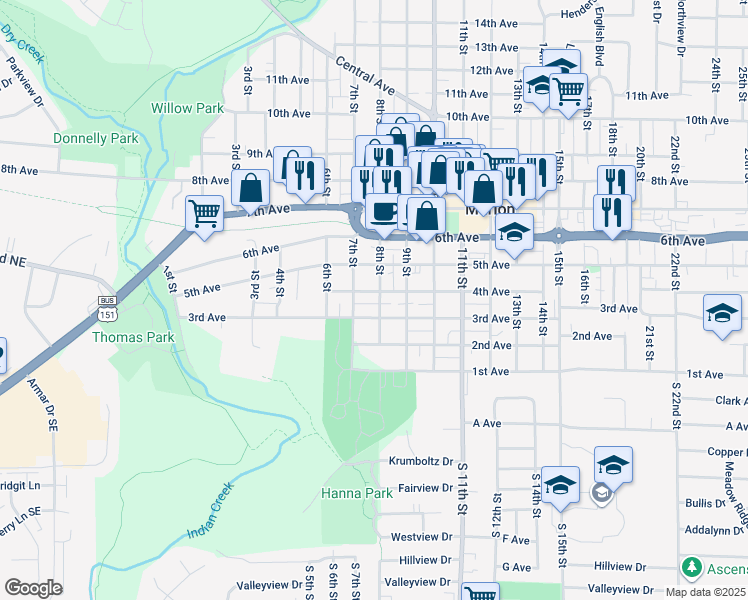 map of restaurants, bars, coffee shops, grocery stores, and more near 790 3rd Avenue in Marion