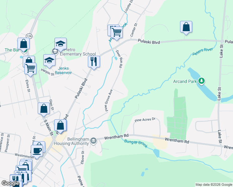 map of restaurants, bars, coffee shops, grocery stores, and more near 7 Taylor Road in Bellingham
