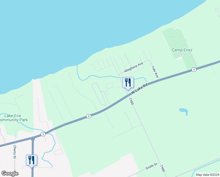 map of restaurants, bars, coffee shops, grocery stores, and more near E Rd in Lake City