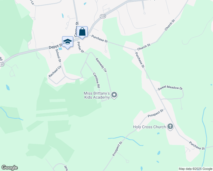 map of restaurants, bars, coffee shops, grocery stores, and more near 38 Caroline Road in Easton