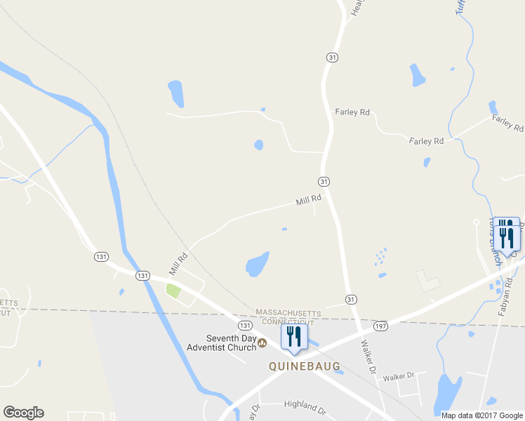 map of restaurants, bars, coffee shops, grocery stores, and more near 27 Mill Road in Dudley