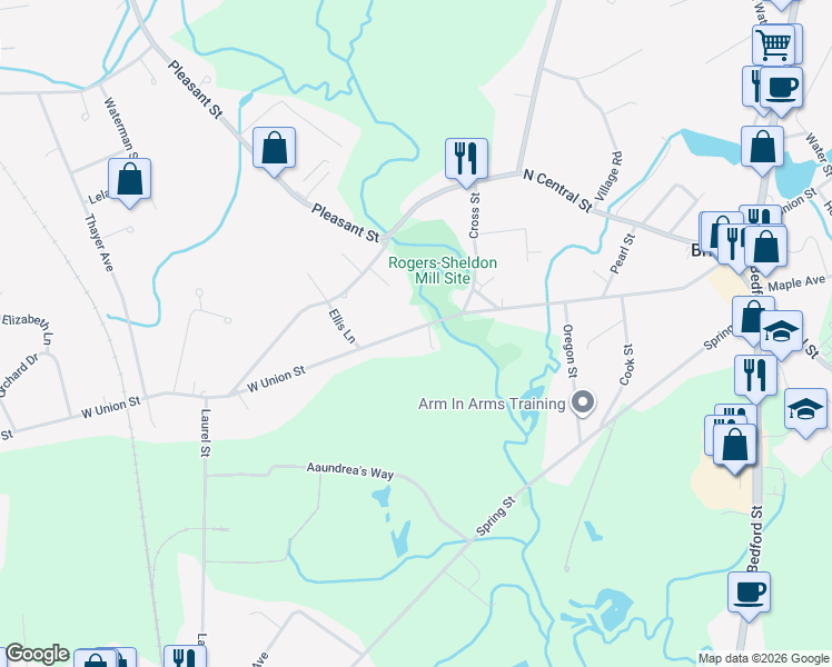 map of restaurants, bars, coffee shops, grocery stores, and more near 358 West Union Street in East Bridgewater