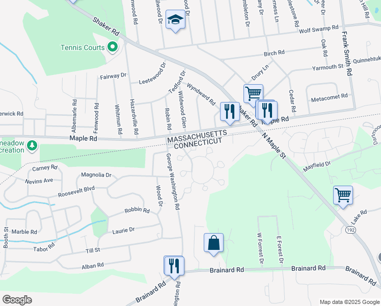 map of restaurants, bars, coffee shops, grocery stores, and more near 133 The Meadows in Enfield