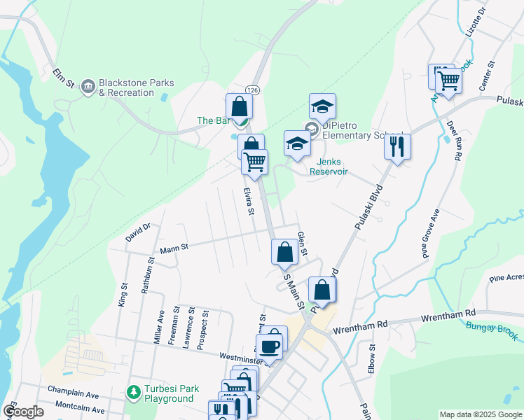 map of restaurants, bars, coffee shops, grocery stores, and more near 210 South Main Street in Bellingham