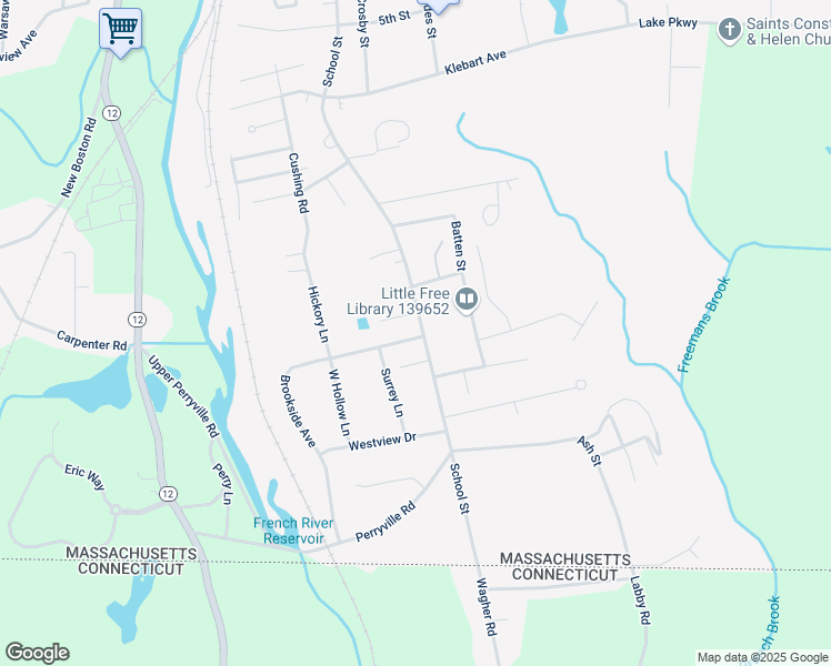 map of restaurants, bars, coffee shops, grocery stores, and more near 942 School Street in Webster
