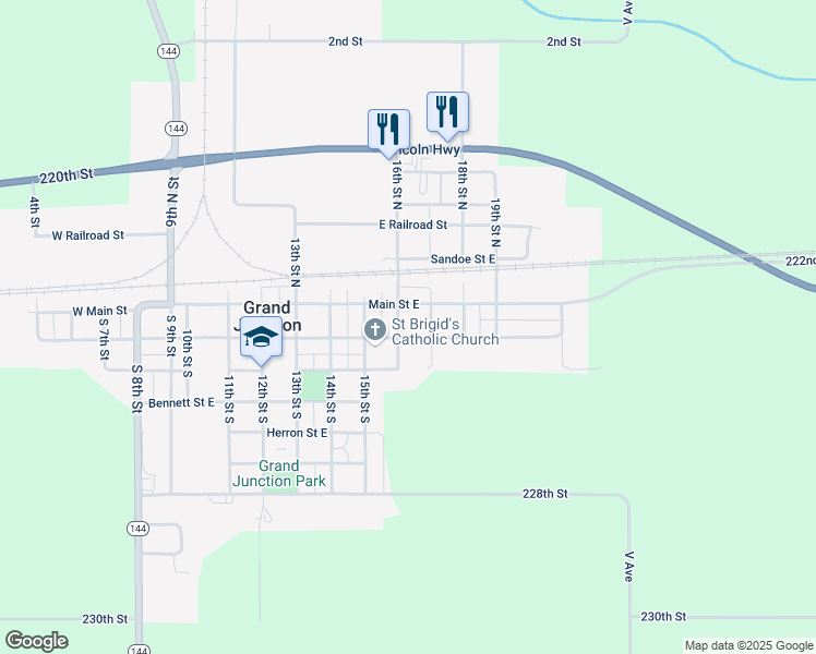 map of restaurants, bars, coffee shops, grocery stores, and more near 704 Main Street East in Grand Junction