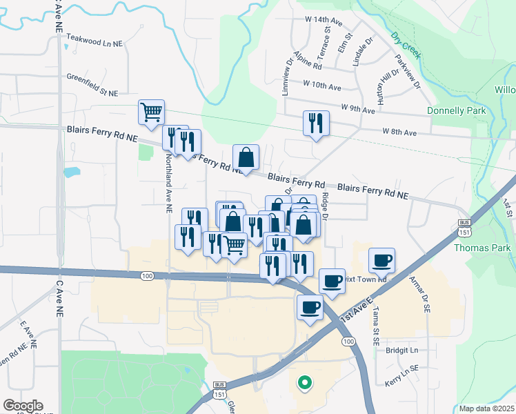 map of restaurants, bars, coffee shops, grocery stores, and more near Oriole in Marion