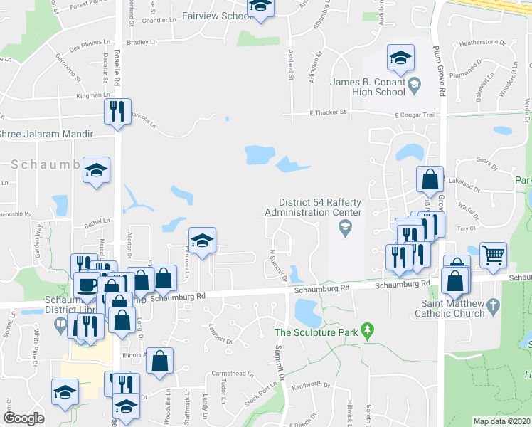 map of restaurants, bars, coffee shops, grocery stores, and more near 146 Barton Circle in Schaumburg
