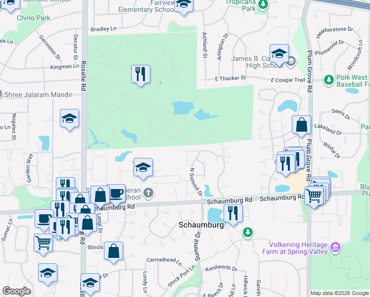 map of restaurants, bars, coffee shops, grocery stores, and more near 146 Barton Circle in Schaumburg
