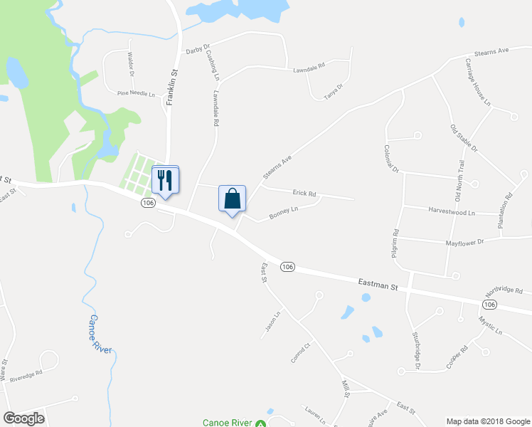 map of restaurants, bars, coffee shops, grocery stores, and more near 12 Bonney Lane in Mansfield