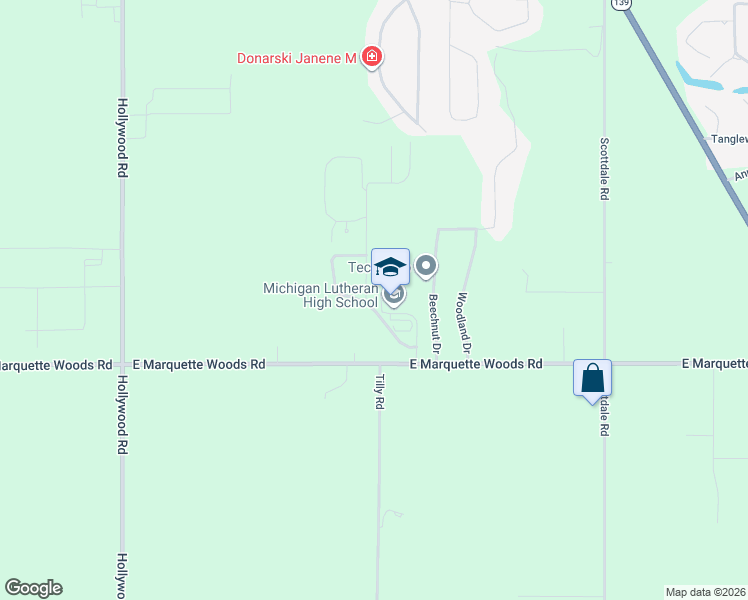 map of restaurants, bars, coffee shops, grocery stores, and more near 4775 Luther Pth in St. Joseph