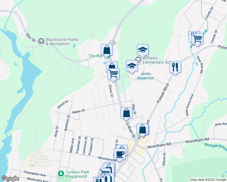 map of restaurants, bars, coffee shops, grocery stores, and more near 210 South Main Street in Bellingham