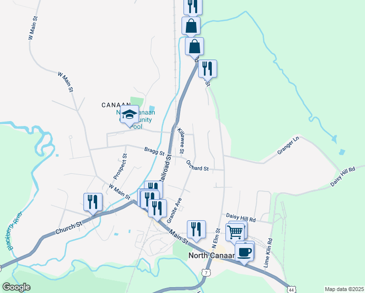 map of restaurants, bars, coffee shops, grocery stores, and more near 155 Granite Avenue Extension in Canaan