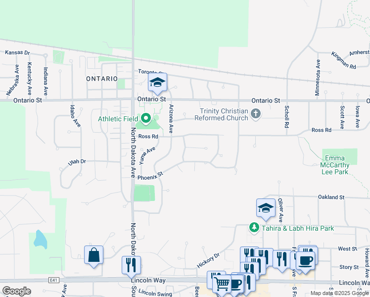 map of restaurants, bars, coffee shops, grocery stores, and more near 923 Arkansas Avenue in Ames