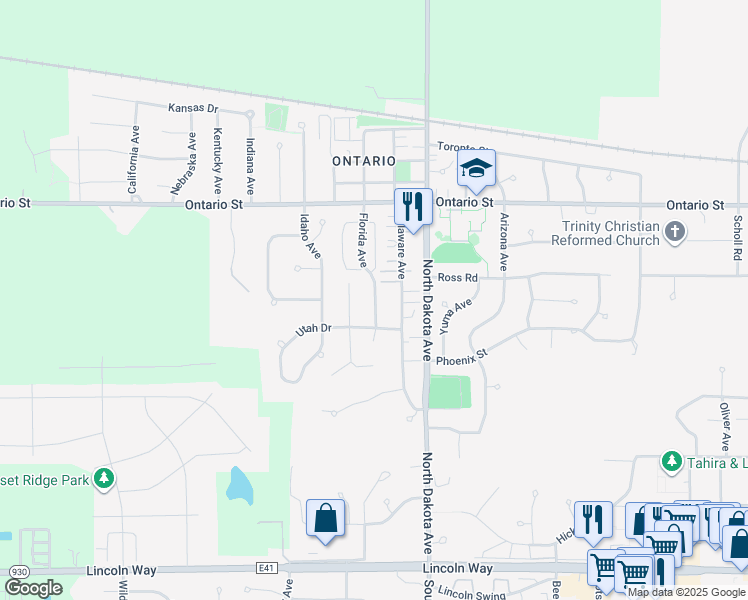 map of restaurants, bars, coffee shops, grocery stores, and more near 1019 Florida Avenue in Ames
