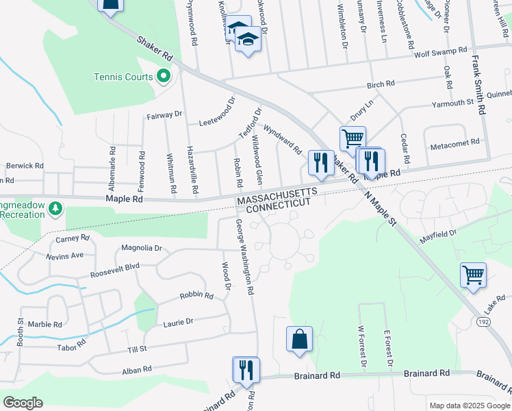 map of restaurants, bars, coffee shops, grocery stores, and more near 305 The Meadows in Enfield